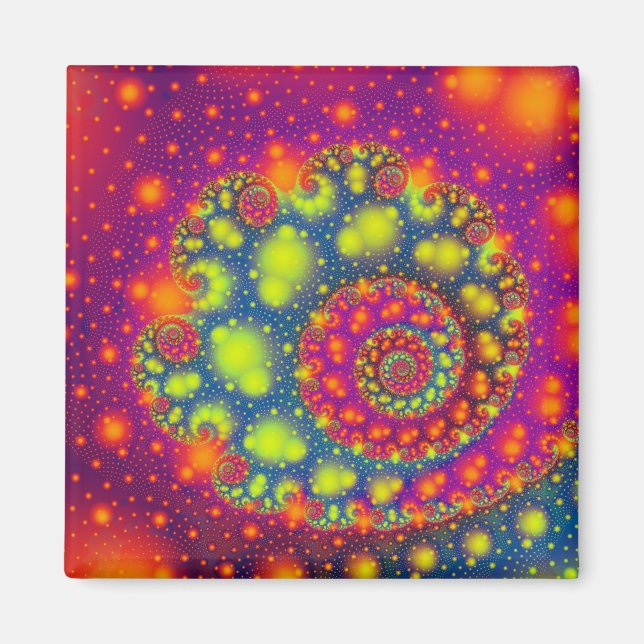 Psychedelic Spiral Neon Decorative Abstrakt Art Magnet (Framsidan)