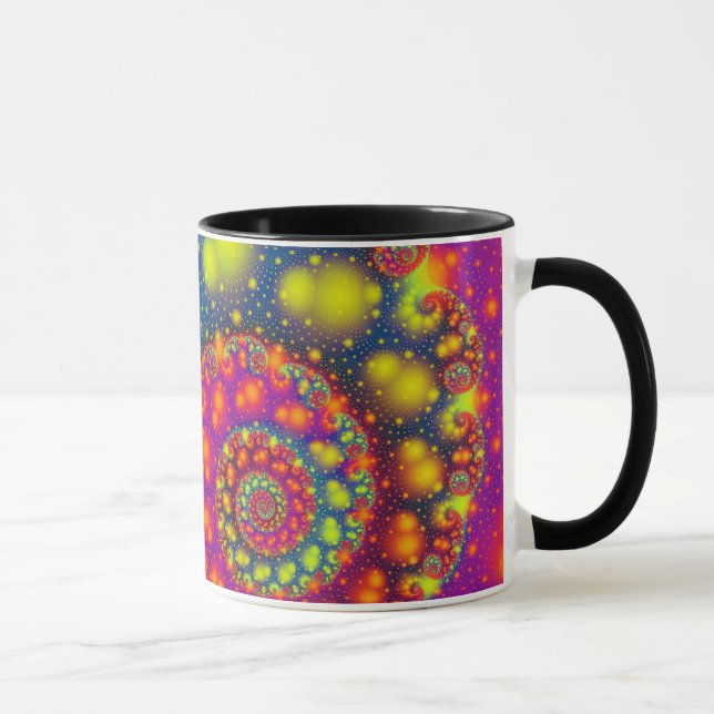 Psychedelic Spiral Neon Decorative Abstrakt Art Mugg (Höger)