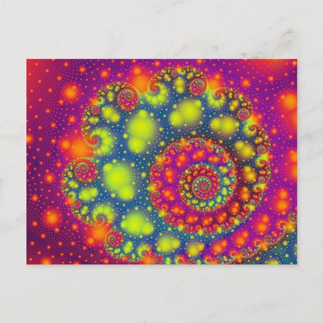 Psychedelic Spiral Neon Decorative Abstrakt Art Vykort (Framsida)