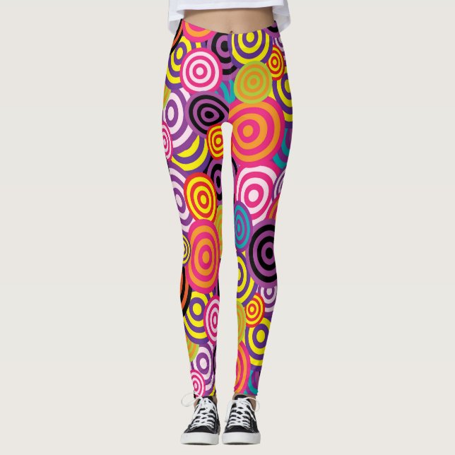 Psychedelic Spiral Trendig Sommar Leggings (Framsida)