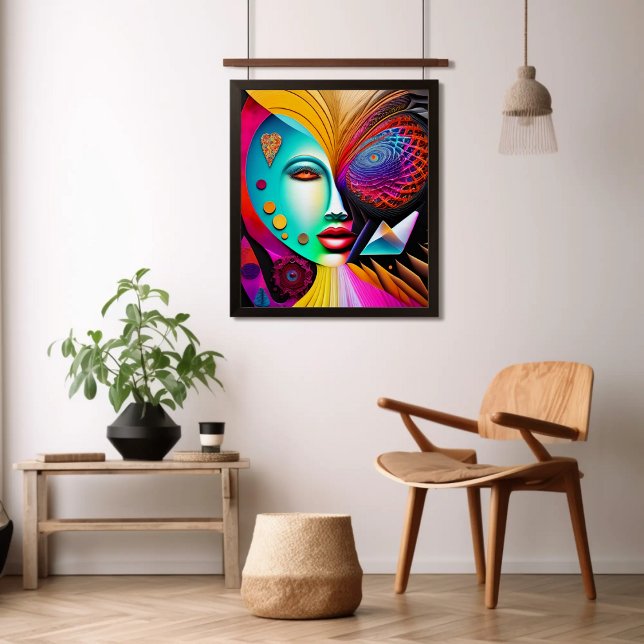Psychedelic Spiral Woman Rainbow Energy Abstrakt Poster (Skapare uppladdad)