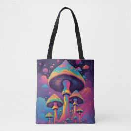 Psychedelic Spirit Shroom Garden Tote Bag Tygkasse