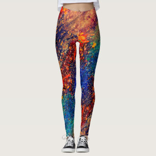 Psychedelic Splatter Abstrakt för färgregn Leggings
