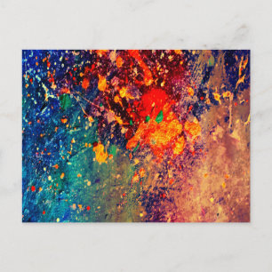 Psychedelic Splatter Abstrakt för färgregn Vykort