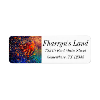 Psychedelic Splatter | Rainbow Abstrakt Adress Returadress Etikett