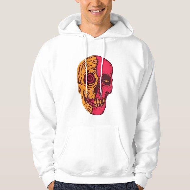 Psychedelic Split Skull Art Hoodie (Framsida)