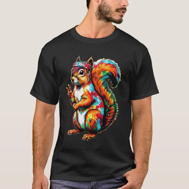 Psychedelic Squirrel Wildlife Animal Peace Fluff G T Shirt (Framsida)
