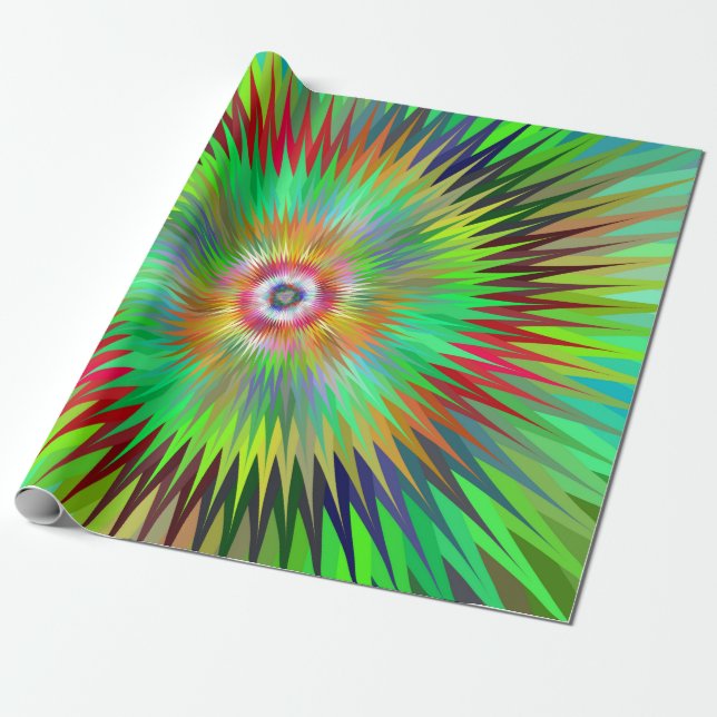 Psychedelic Starburst Fractal Presentpapper (Utrullad)