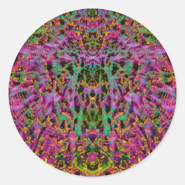 Psychedelic Starburst Sticker Runt Klistermärke (Framsida)