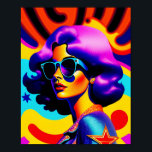 Psychedelic Stars och stripes Pop Art Diva Poster<br><div class="desc">Den här popkonsskapelsen kommer att föra dig vidare till det förflutna, med en djärv och snyggt-tvist. En meriserande, psykedelisk flicka, som bär ett par solglasögon för coola, poppar mot den dynamiska bakgrunden för stars och stripes. Retro-symbolen, i kombination med den moderna popkonsdesignen, gör biet till ett måste för dem som...</div>