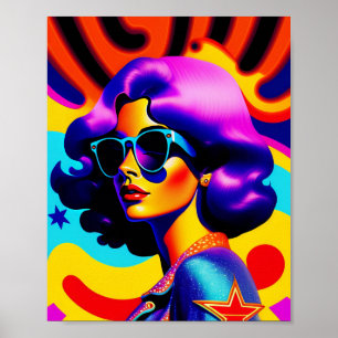Psychedelic Stars och stripes Pop Art Diva Poster