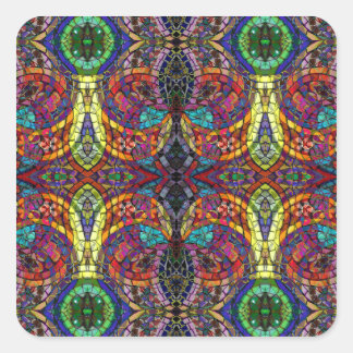 Psychedelic Stickers Fyrkantigt Klistermärke