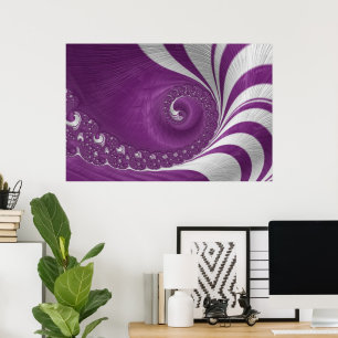 Psychedelic Stripe Fantasy Lila & White Vortex Poster