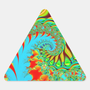 Psychedelic Swirl Art Fractal Triangelformat Klistermärke