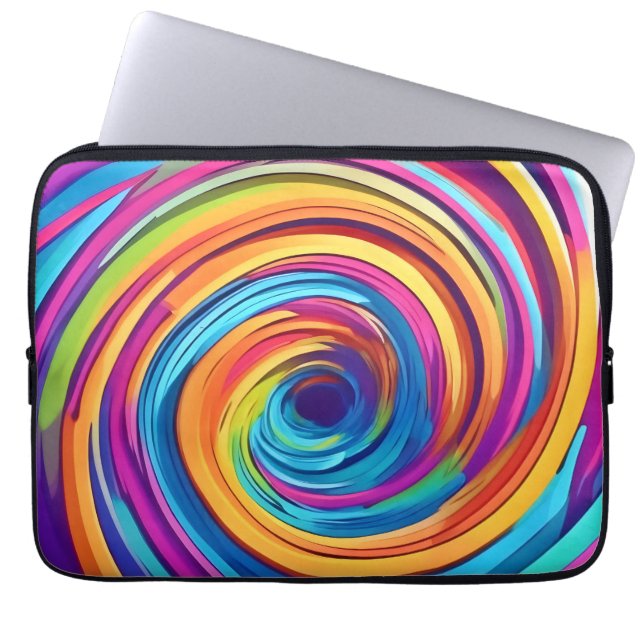 Psychedelic Swirl of Rainbow Hues Laptop Fodral (Framsidan)