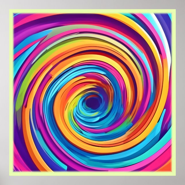 Psychedelic Swirl of Rainbow Hues Poster (Framsidan)