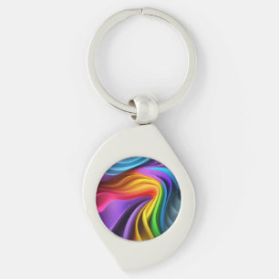 Psychedelic Swirls Keychain Swirl Silverfärgad Nyckelring