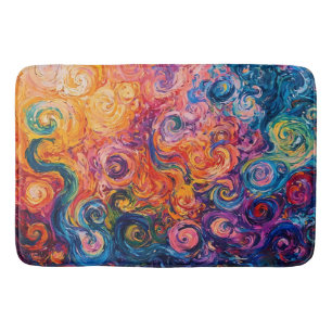 Psychedelic Swirls Oljemålning Badrumsmatta