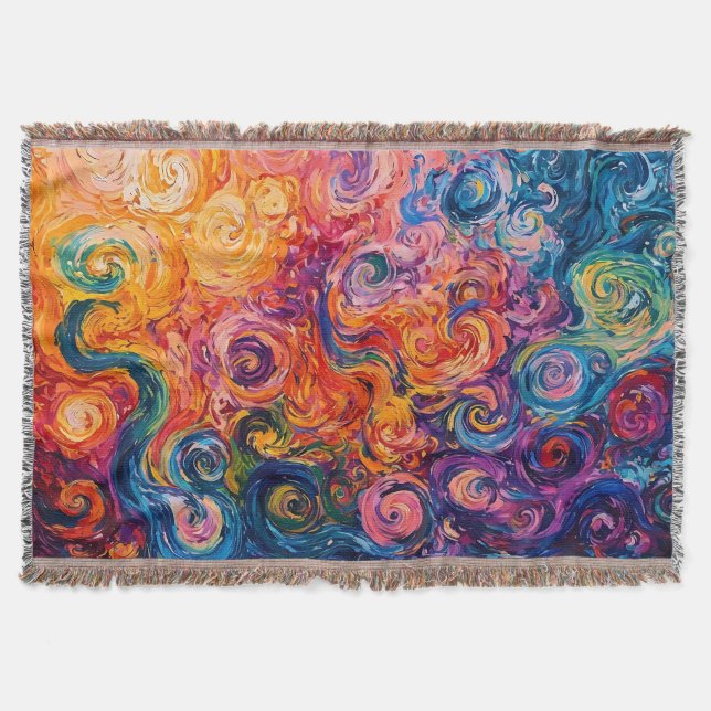 Psychedelic Swirls Oljemålning Filt (Framsidan)