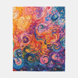Psychedelic Swirls Oljemålning Fleecefilt