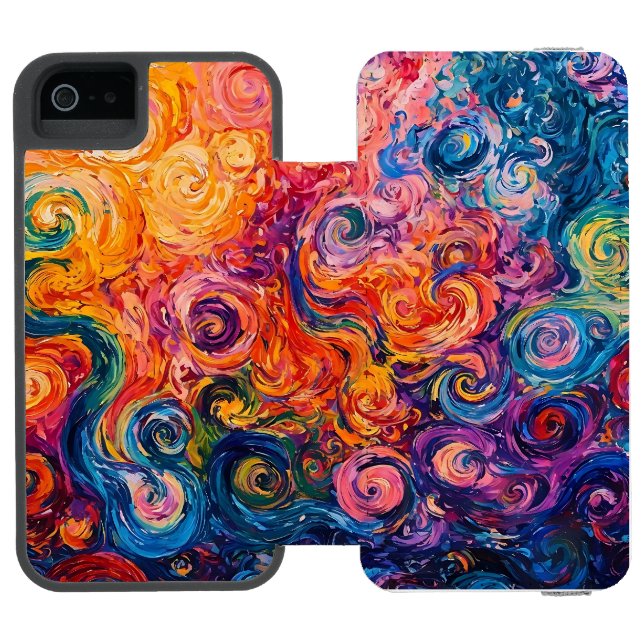 Psychedelic Swirls Oljemålning Incipio iPhone Wallet Skal (Folio Öppen)