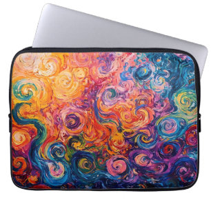 Psychedelic Swirls Oljemålning Laptop Fodral