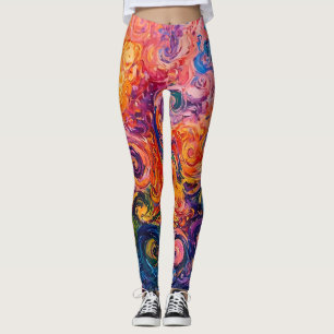 Psychedelic Swirls Oljemålning Leggings