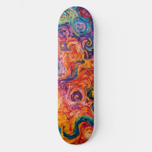 Psychedelic Swirls Oljemålning Mini Skateboard Bräda 18,5 Cm