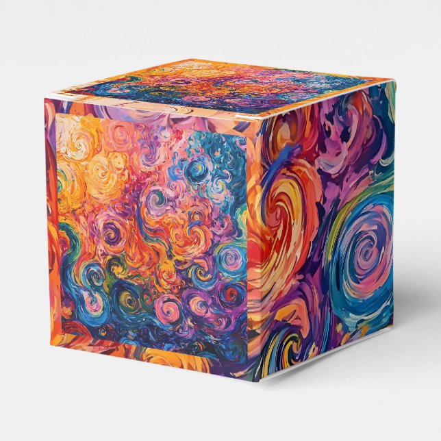 Psychedelic Swirls Oljemålning Presentaskar (Framsidan Sidan)
