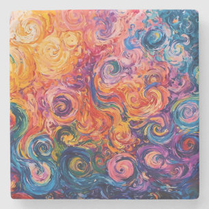 Psychedelic Swirls Oljemålning Stenunderlägg