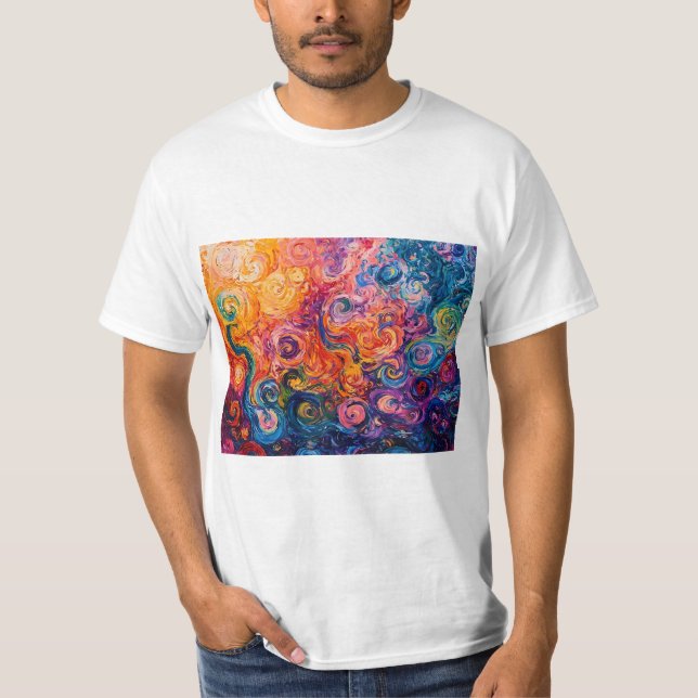 Psychedelic Swirls Oljemålning T Shirt (Framsida)