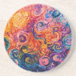 Psychedelic Swirls Oljemålning Underlägg