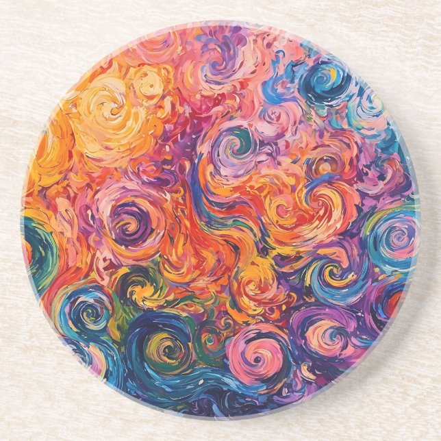 Psychedelic Swirls Oljemålning Underlägg (Framsidan)