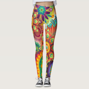 psychedelic syrlig damasker för leggings