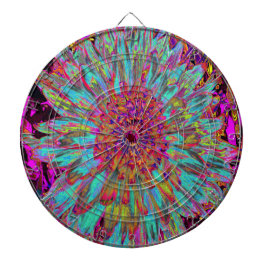 Psychedelic Teal Blue Abstrakt Decorative Dahlia Darttavla