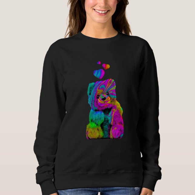 Psychedelic Teddy Bear Trippy Colorful Teddy with  T Shirt (Framsida)