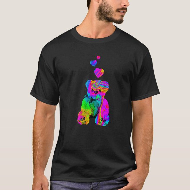Psychedelic Teddy Bear Trippy Colorful Teddy with  T Shirt (Framsida)