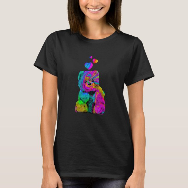 Psychedelic Teddy Bear Trippy Colorful Teddy with  T Shirt (Framsida)