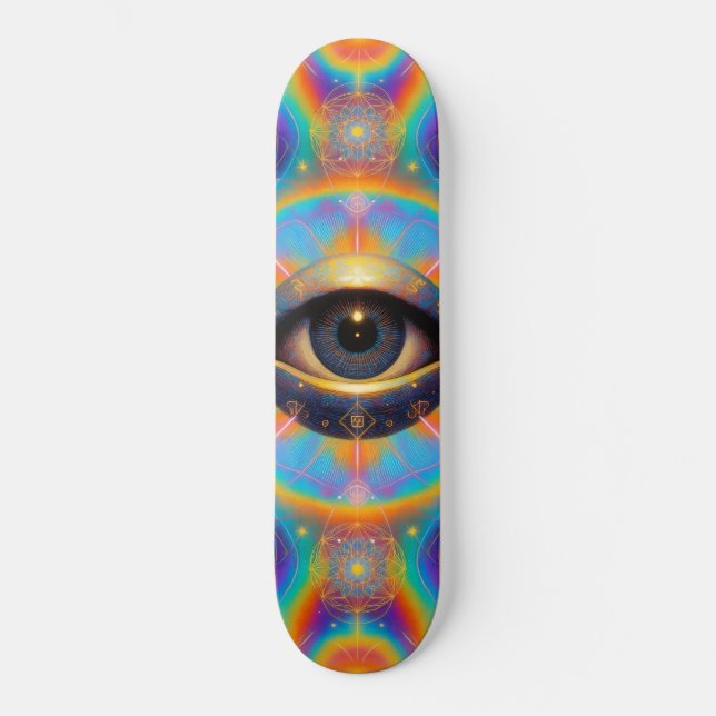 Psychedelic Third Eye Skateboard – Sakral Geometri (Framsida)
