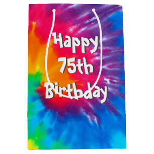 Psychedelic Tie Dye 75:e Birthday Medium Gift Bag
