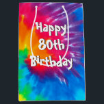 Psychedelic Tie Dye 80th Birthday Medium Gift Bag<br><div class="desc">Psykedelisk abstrakt för färgtid i nyregnet färg snurra för 80-årsdagen.</div>