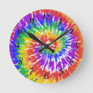 Psychedelic Tie Dye Home Decor Rund Klocka