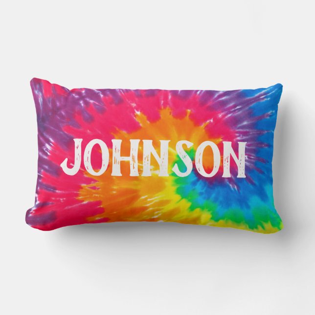 Psychedelic Tie Dye med efternamn Lumbarkudde (Framsida)
