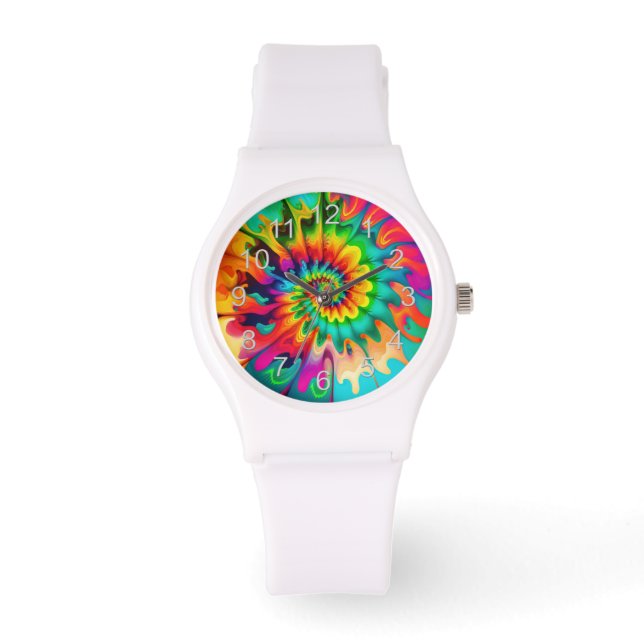 Psychedelic Tie Dye Retro Surreal Armbandsur (Framsida)