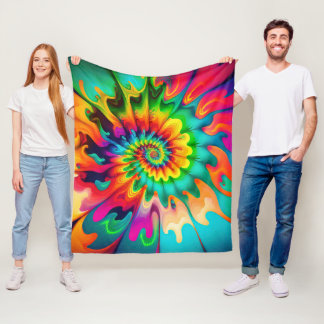 Psychedelic Tie Dye Retro Surreal Fleecefilt