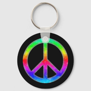 Psychedelic Tie-Färg fredstecken Keychain Nyckelring