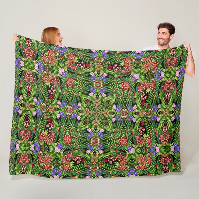 Psychedelic Tiger & Snake Jungle Mandala Quilt Fleecefilt (På plats)