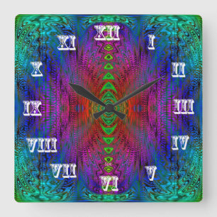 Psychedelic Time Warp by SD. Kelley Fyrkantig Klocka