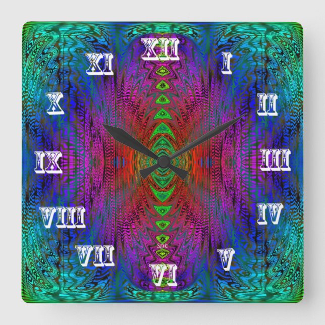Psychedelic Time Warp by SD. Kelley Fyrkantig Klocka (Framsida)