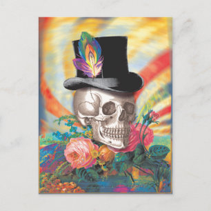 Psychedelic Top hat Skull-vykort Vykort